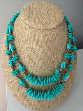 Vtg Double Strand Lucite Beaded Necklace